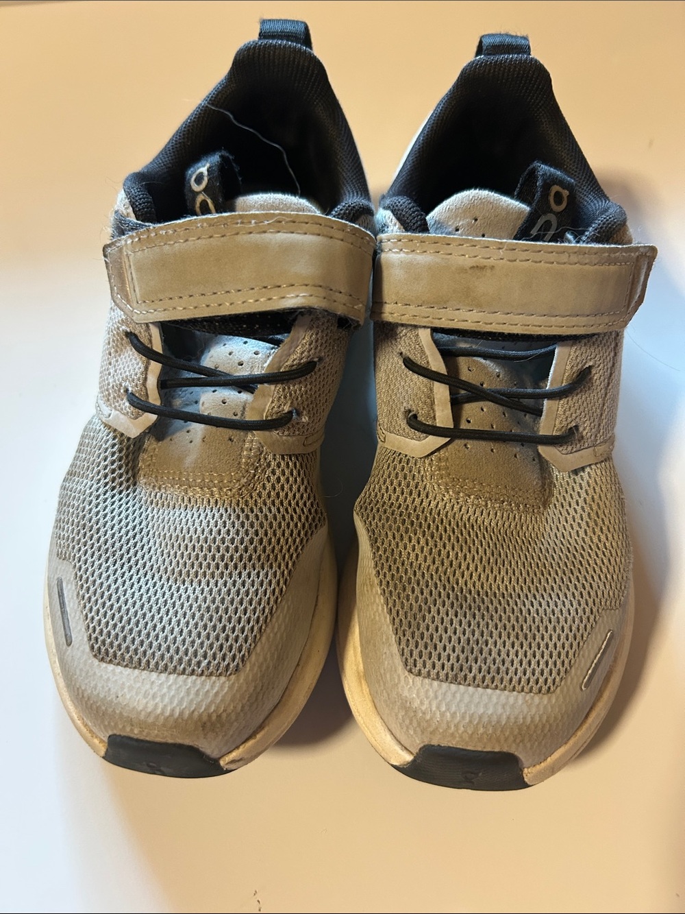Kids Gray Mesh Sneakers with Hook-and-Loop Strap